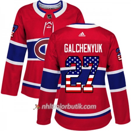 Dame Ishockey Montreal Canadiens Tröja Alex Galchenyuk 27 Adidas 2017-2018 Röd USA Flag Fashion Authentic